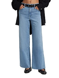 Le Slim Palazzo Raw-Fray High-Rise Jeans
