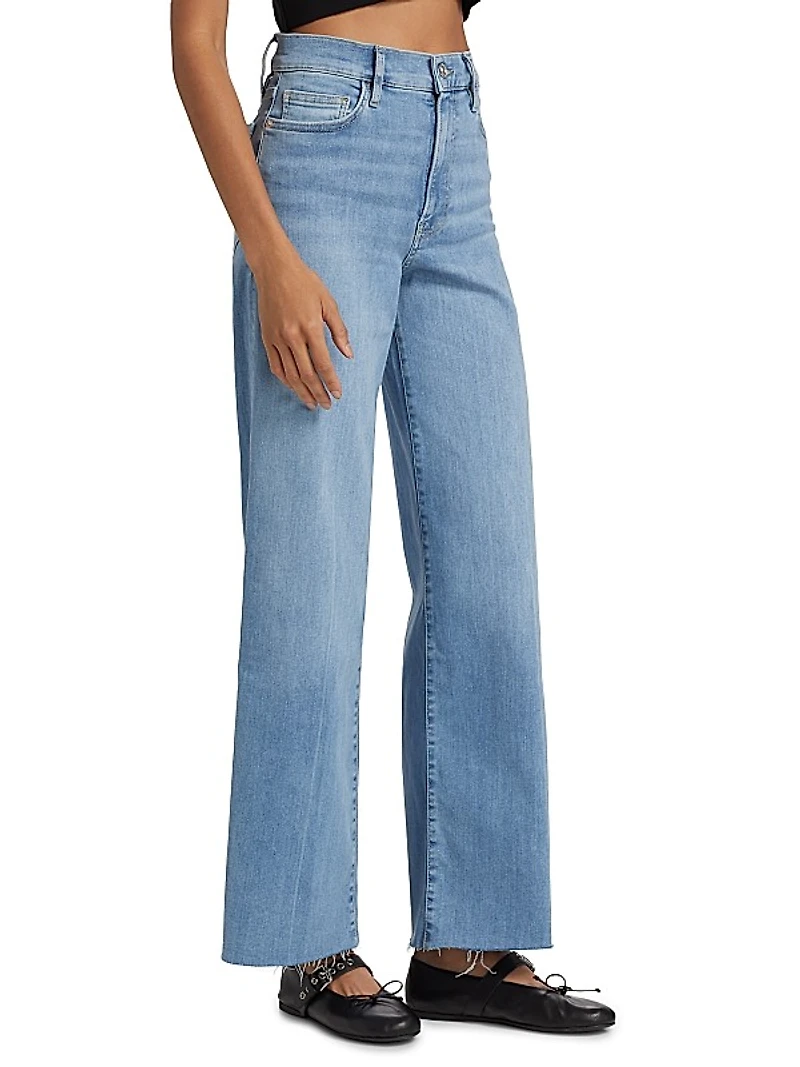 Le Slim Palazzo Raw-Fray High-Rise Jeans