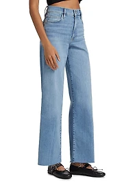 Le Slim Palazzo Raw-Fray High-Rise Jeans