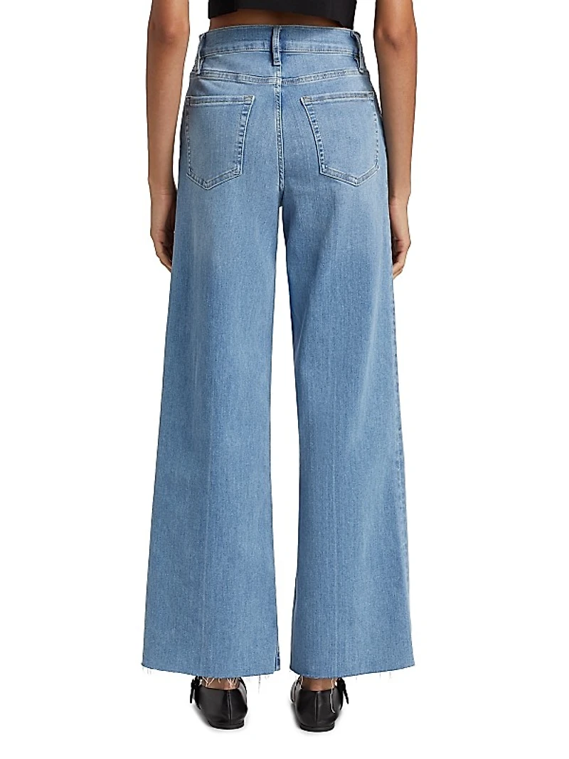 Le Slim Palazzo Raw-Fray High-Rise Jeans