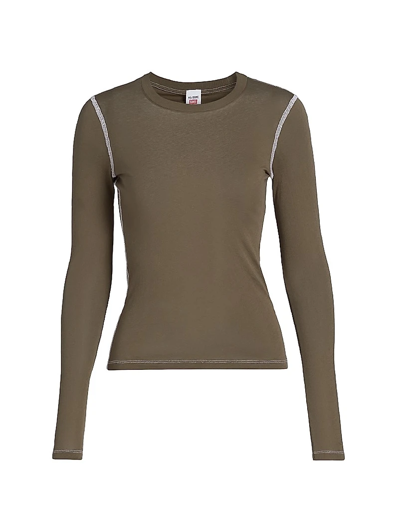 Floral Jersey Long-Sleeve Top