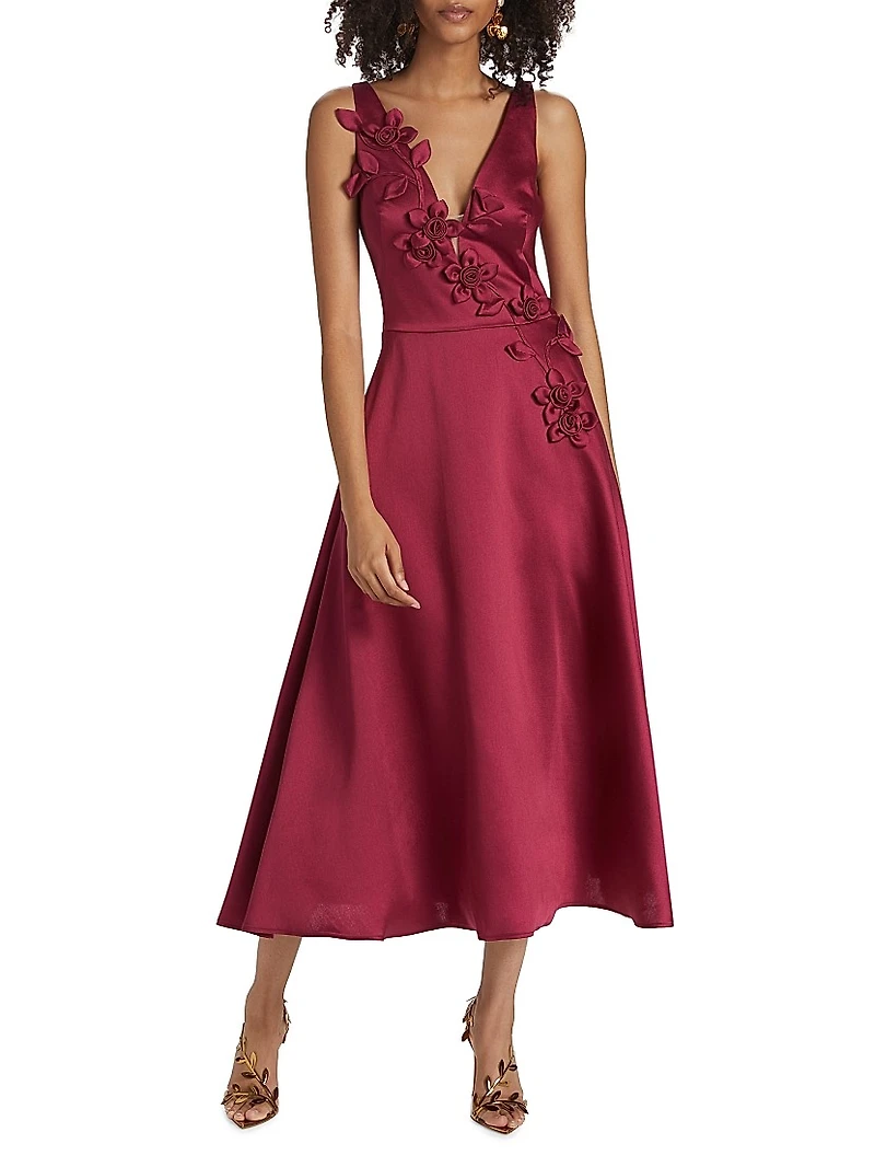 Flower Appliqué Cocktail Dress