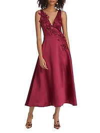 Flower Appliqué Cocktail Dress