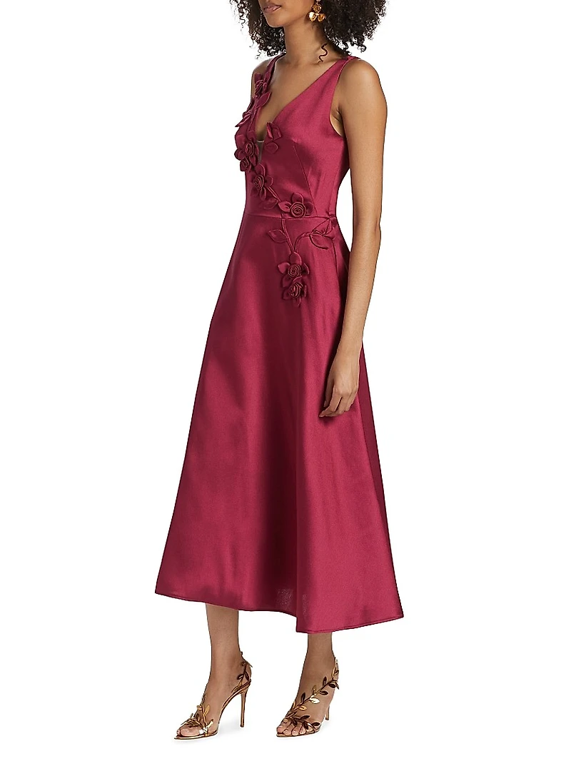 Flower Appliqué Cocktail Dress