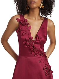 Flower Appliqué Cocktail Dress