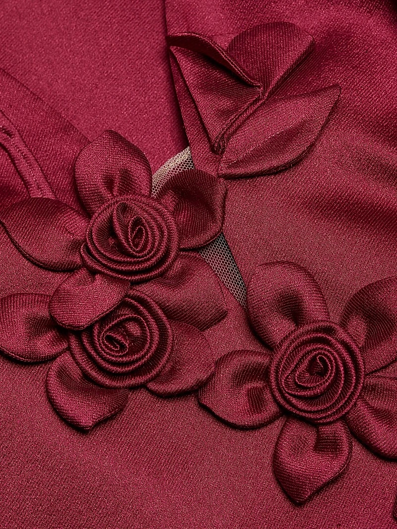 Flower Appliqué Cocktail Dress