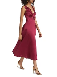 Flower Appliqué Cocktail Dress