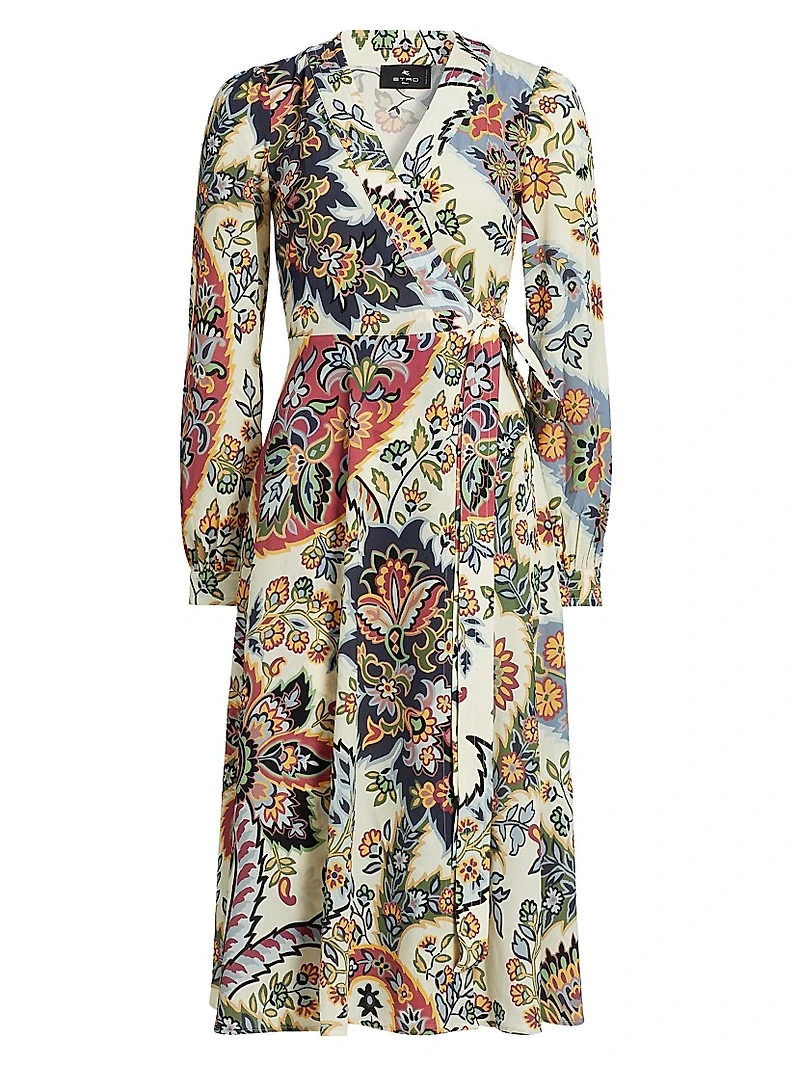 Paisley Jersey Midi Wrap Dress