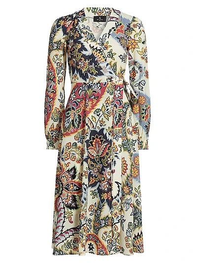 Paisley Jersey Midi Wrap Dress