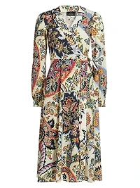Paisley Jersey Midi Wrap Dress