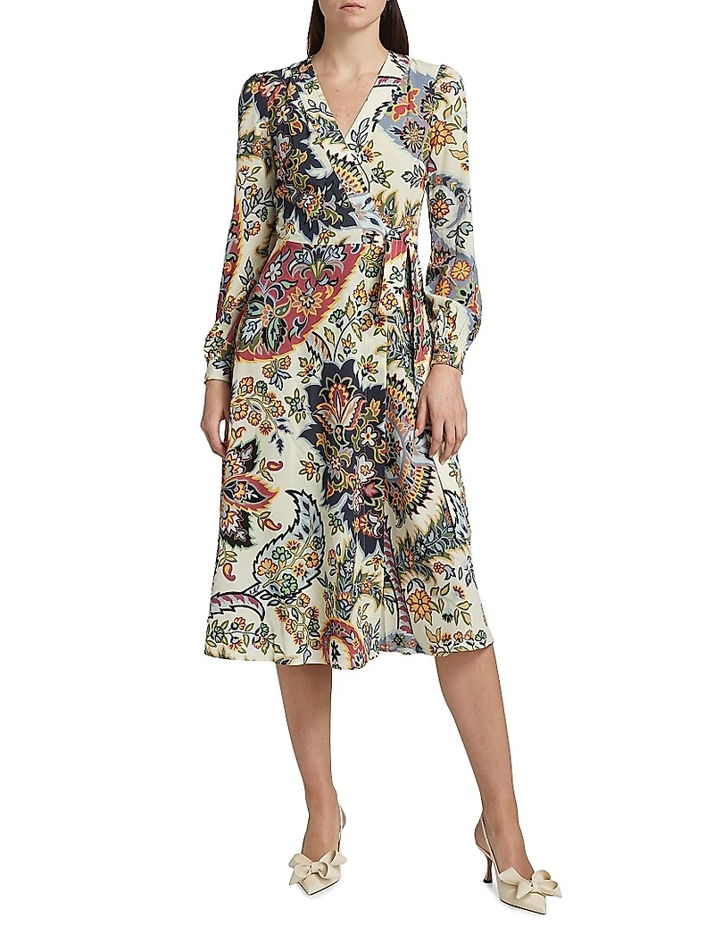 Paisley Jersey Midi Wrap Dress