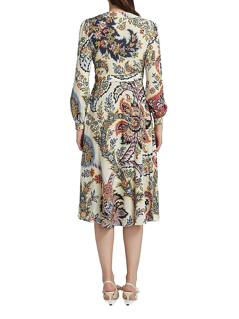 Paisley Jersey Midi Wrap Dress