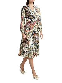 Paisley Jersey Midi Wrap Dress