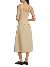 Allen Rumpled Cotton Midi-Dress
