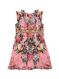 Little Girl's & Girl's Ruffled Floral Sleeveless Dress