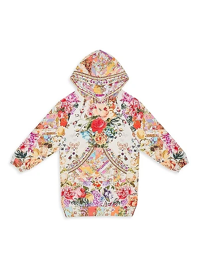Little Girl's & Girl's Floral Hoodie Dress