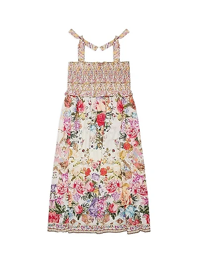 Little Girl's & Girl's Linen Floral Maxi Dress