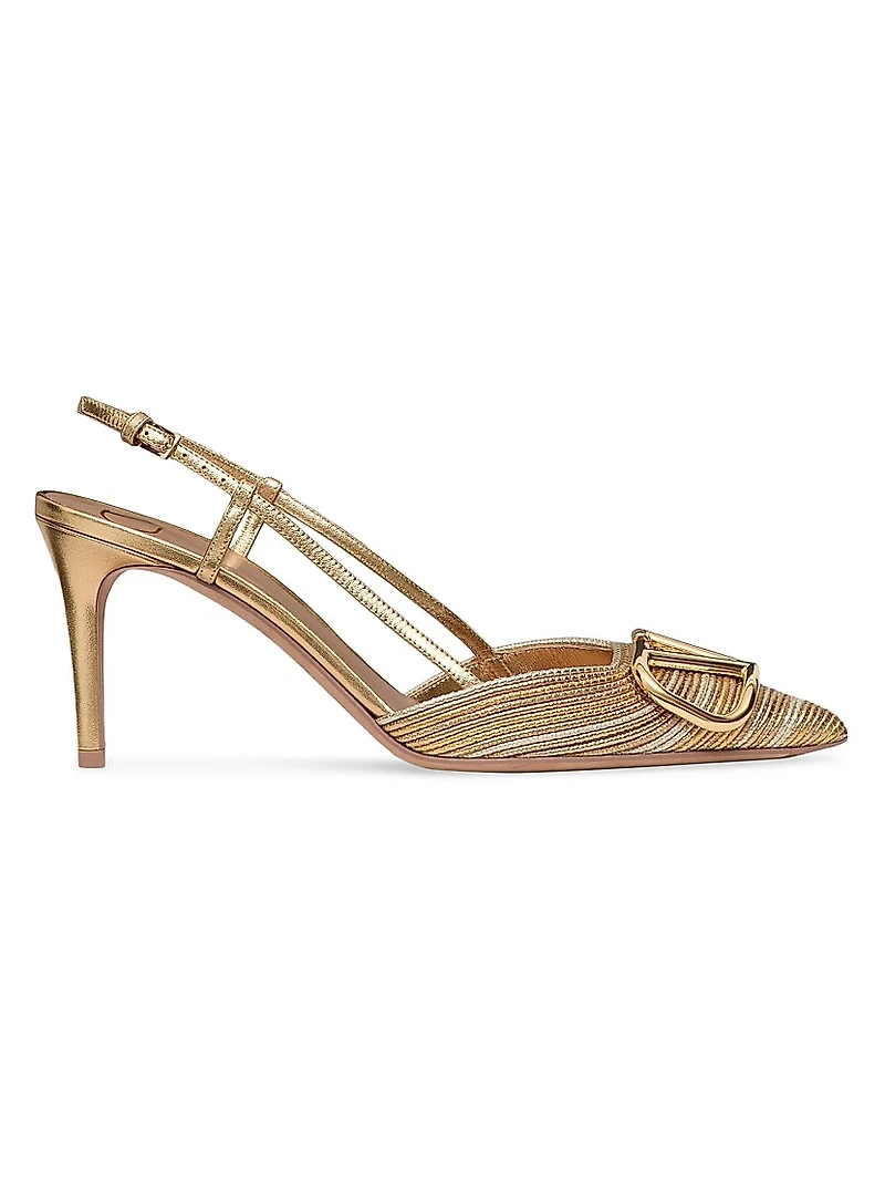 VLogo Signature Metallic Slingback Pumps 80MM