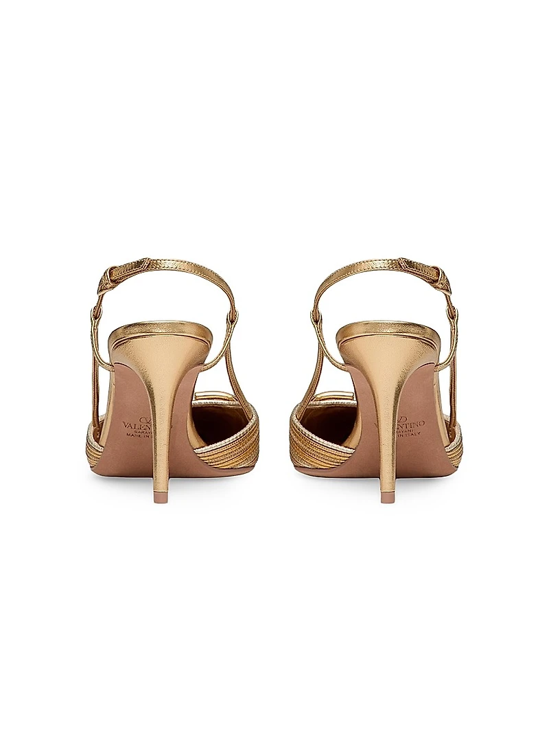VLogo Signature Metallic Slingback Pumps 80MM