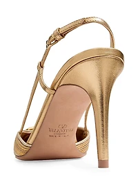 VLogo Signature Metallic Slingback Pumps 80MM