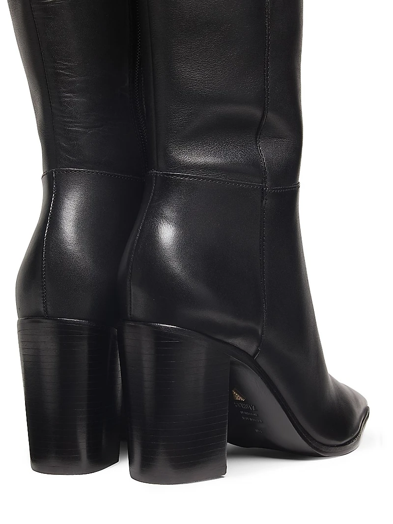 Mikki Up 90MM Leather Block-Heel Boots