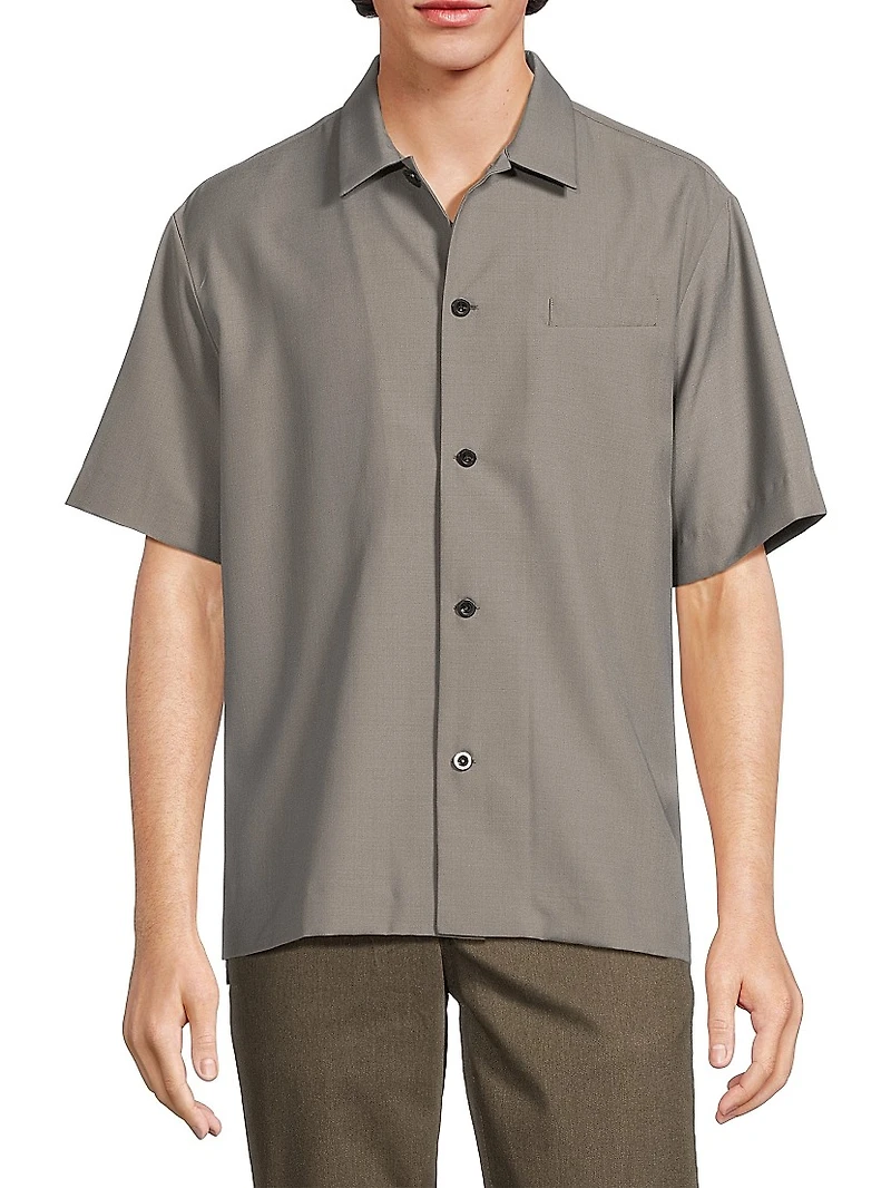 Wool-Blend Suiting Shirt