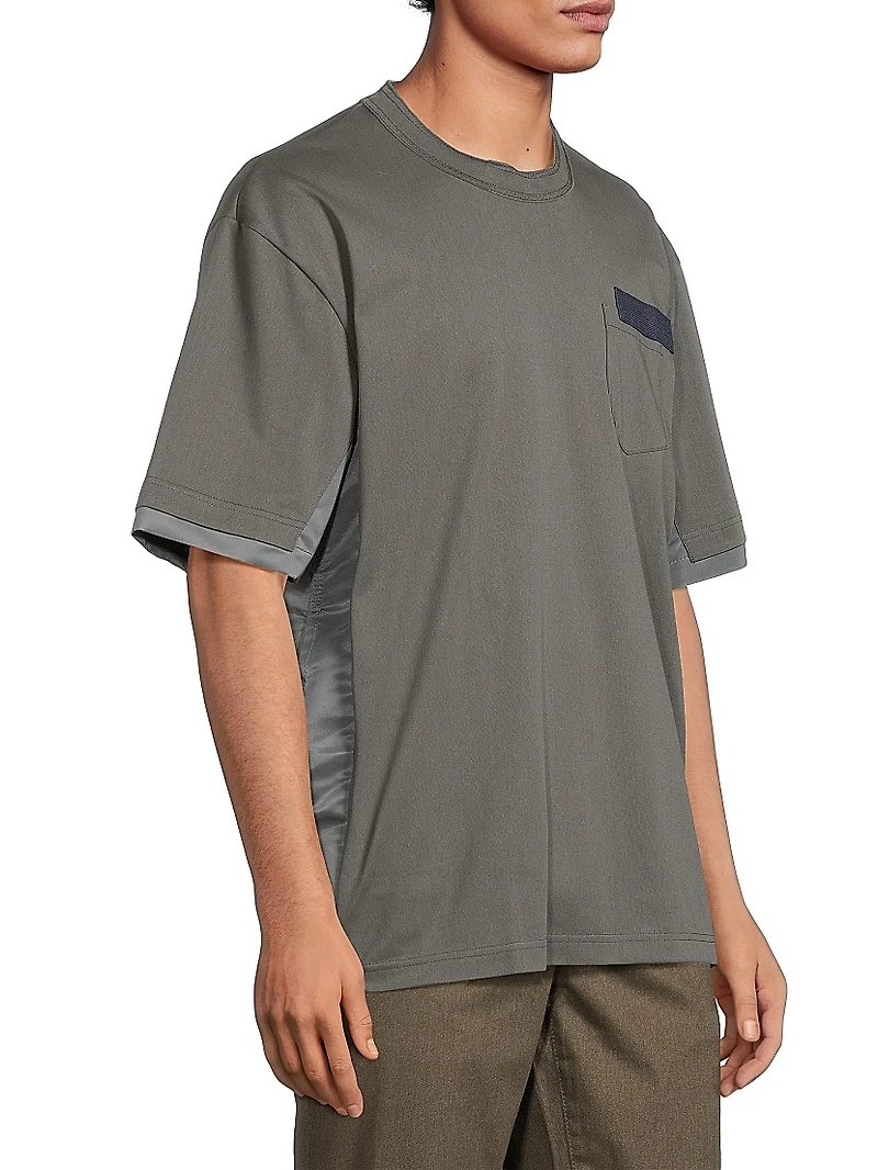 Cotton Mixed-Media T-Shirt