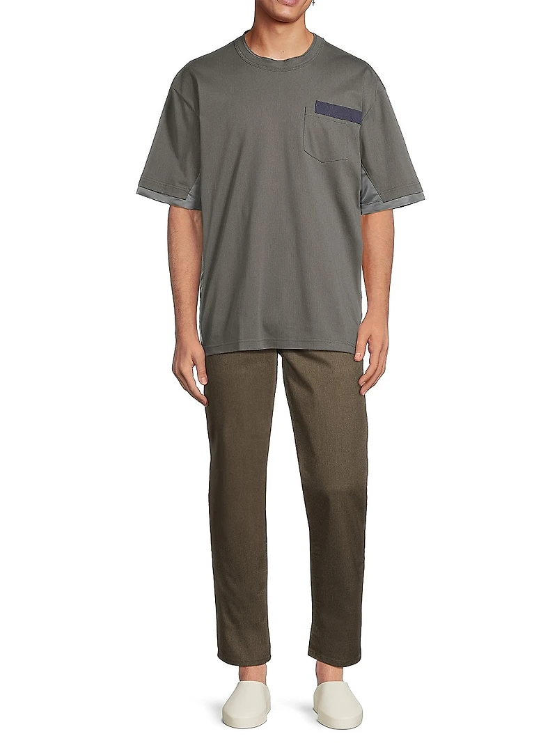 Cotton Mixed-Media T-Shirt