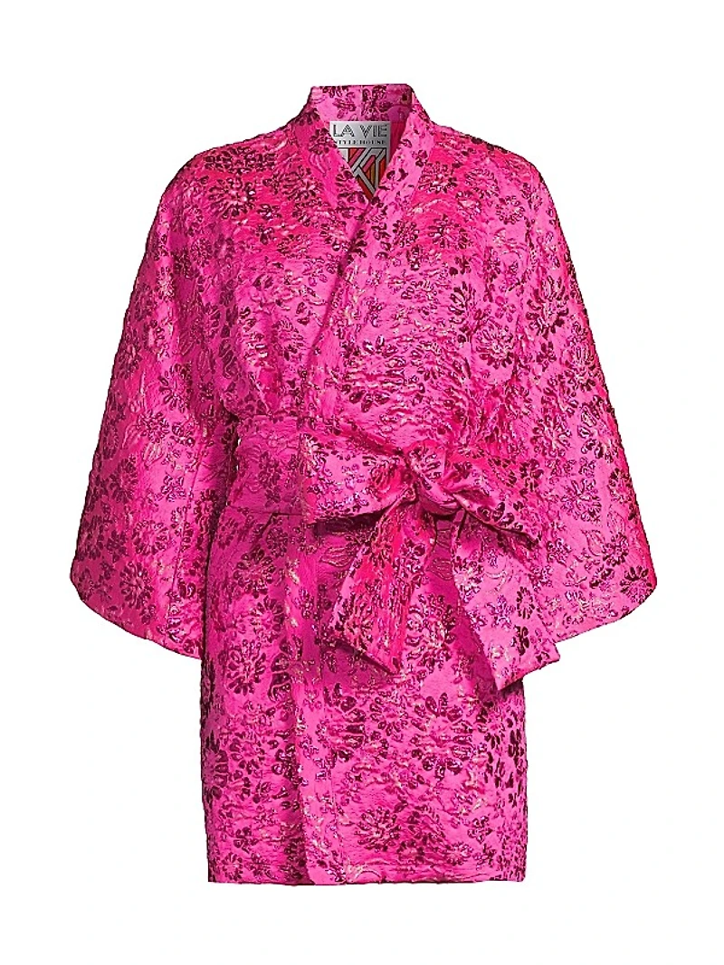 Floral Brocade Wrap Minidress