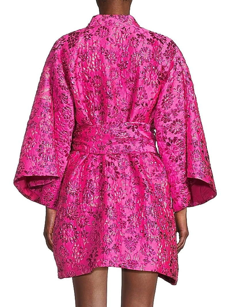 Floral Brocade Wrap Minidress