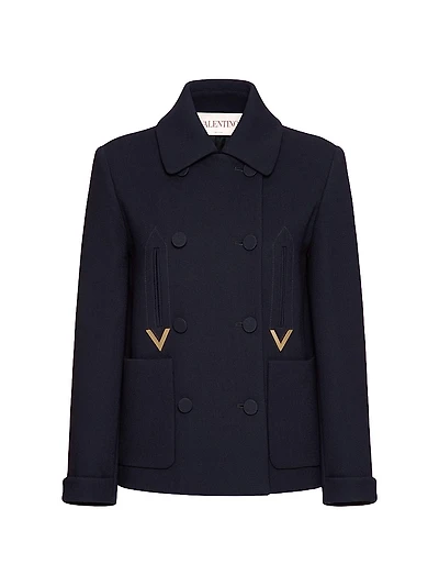 Texture Double Crepe Peacoat