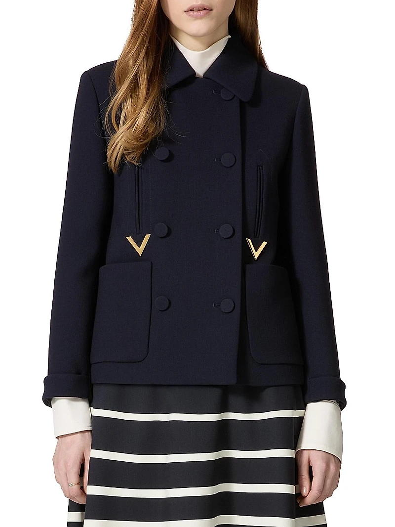 Texture Double Crepe Peacoat