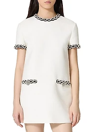 Embroidered Crisp Tweed Short Dress