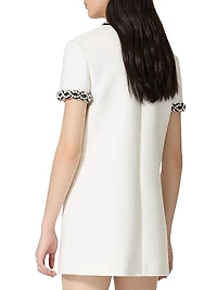 Embroidered Crisp Tweed Short Dress