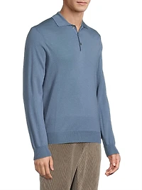 Wool Long-Sleeve Polo Shirt