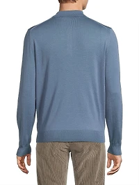 Wool Long-Sleeve Polo Shirt