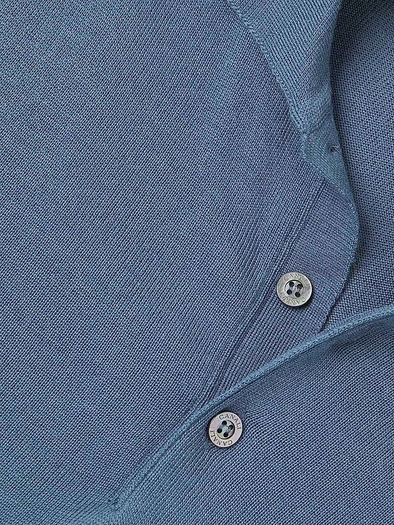 Wool Long-Sleeve Polo Shirt