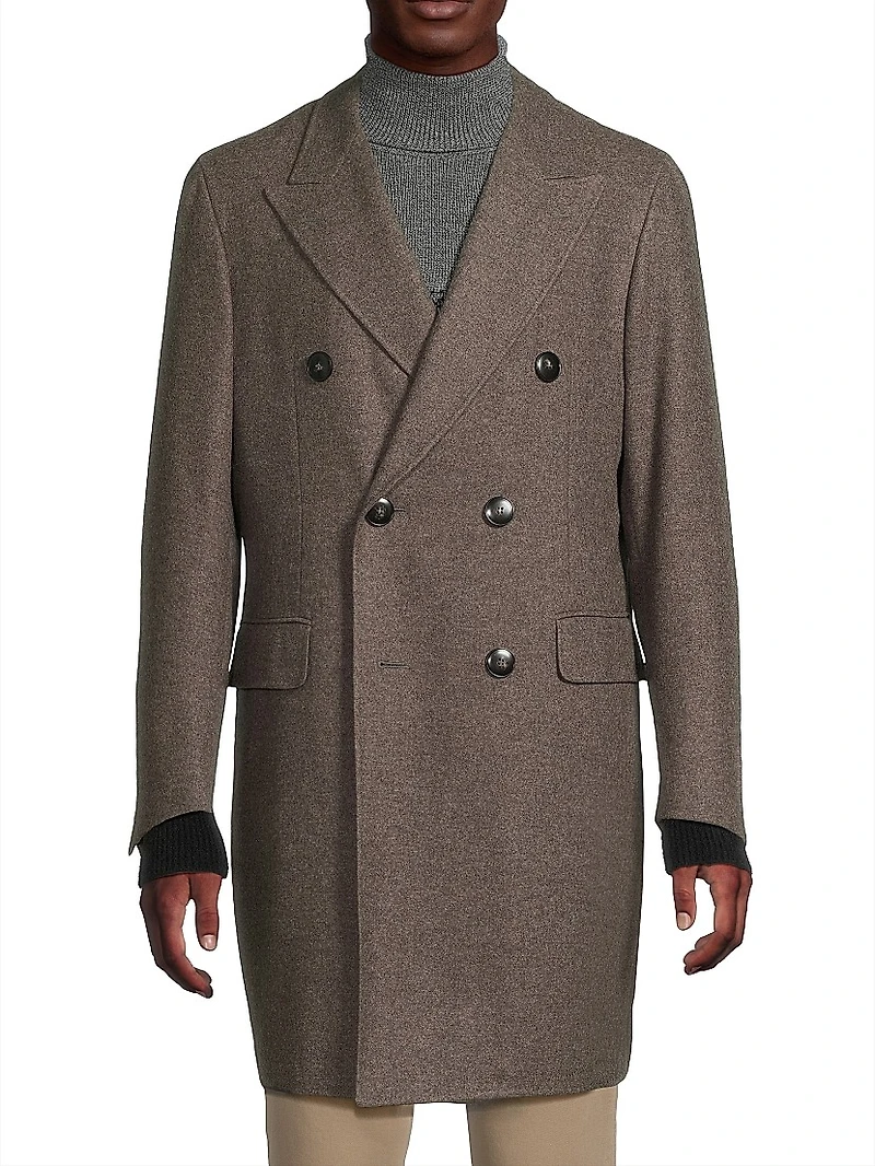 Wool-Cashmere Double-Breasted Coat