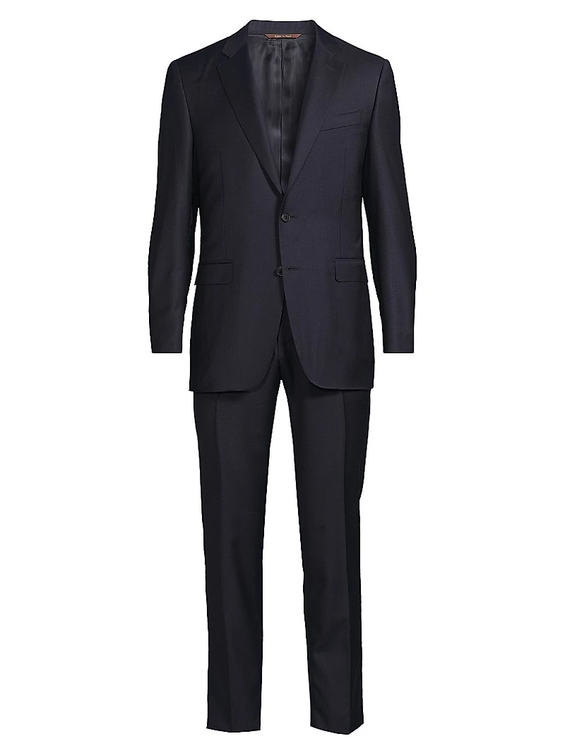 Micro Check Wool Trim-Fit Suit