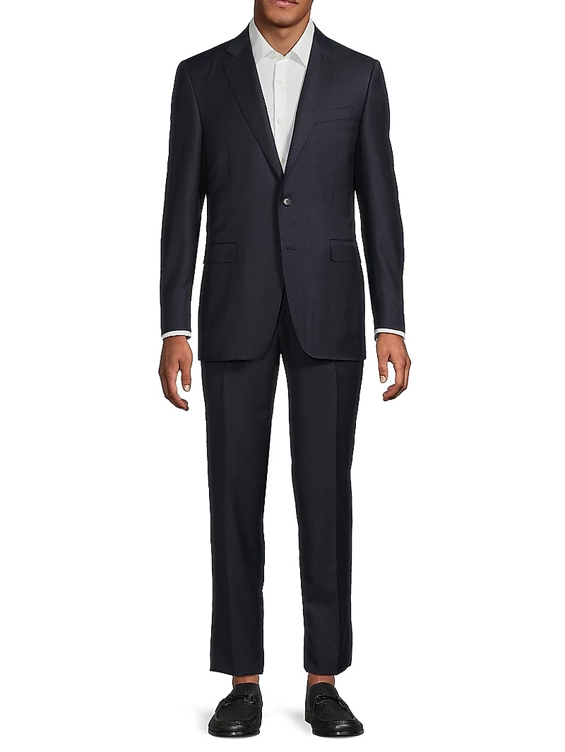 Micro Check Wool Trim-Fit Suit
