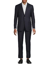 Micro Check Wool Trim-Fit Suit