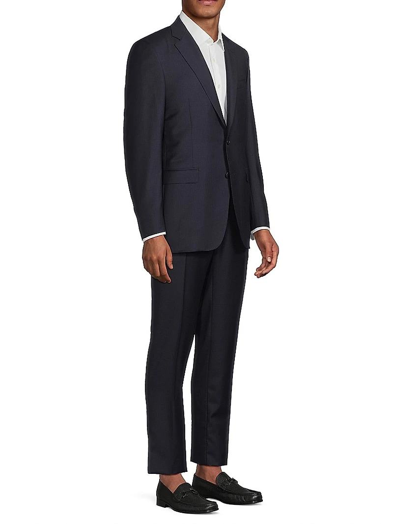 Micro Check Wool Trim-Fit Suit