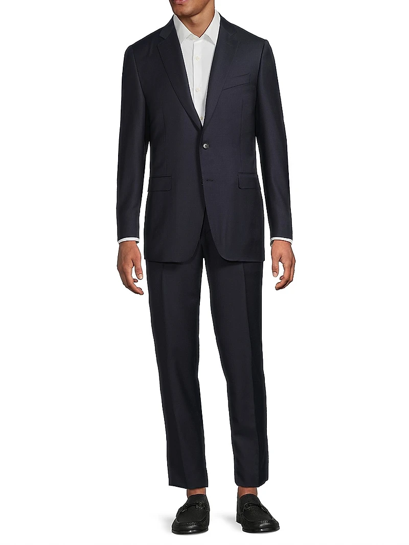 Micro Check Wool Trim-Fit Suit