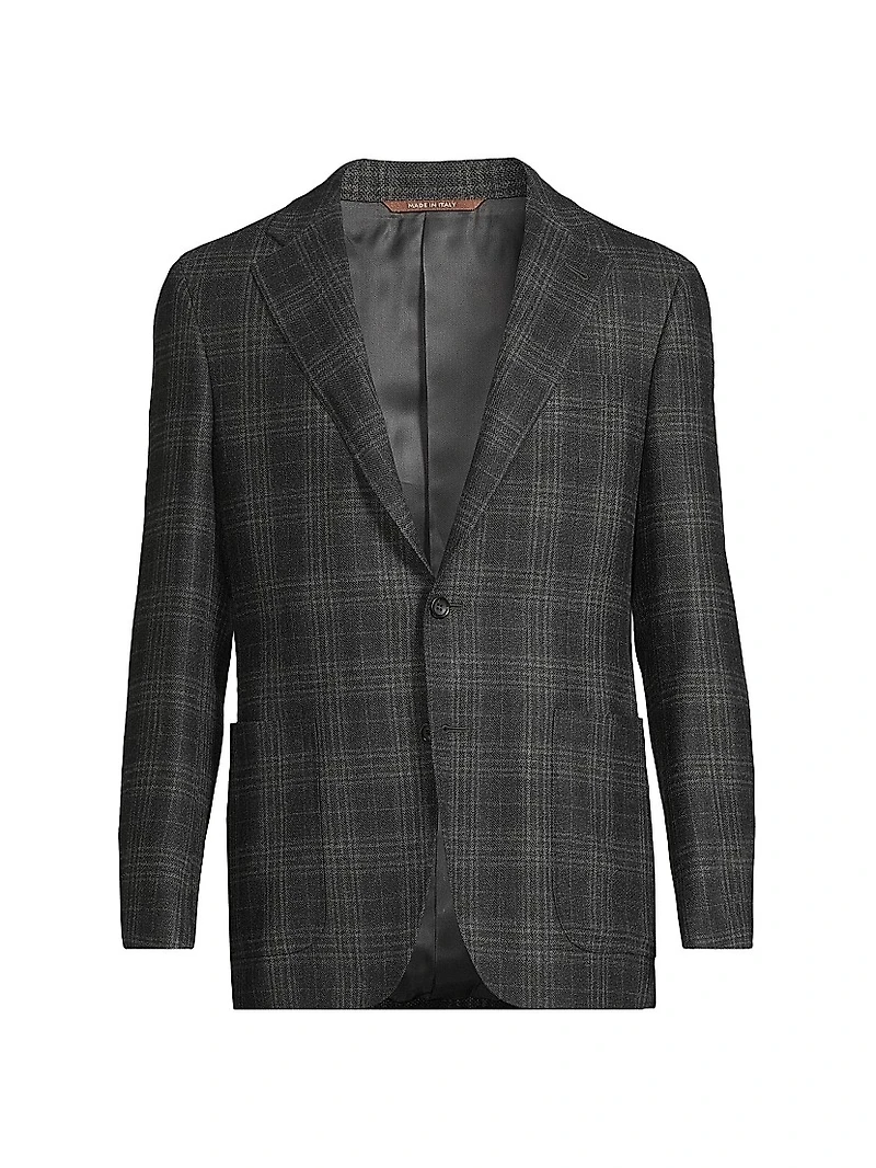 Plaid Wool Trim-Fit Sportcoat