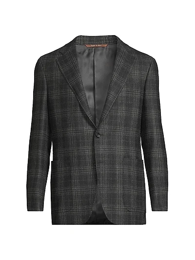 Plaid Wool Trim-Fit Sportcoat
