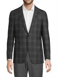 Plaid Wool Trim-Fit Sportcoat