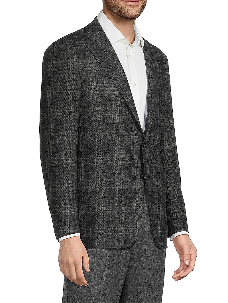 Plaid Wool Trim-Fit Sportcoat