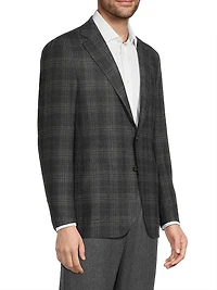Plaid Wool Trim-Fit Sportcoat