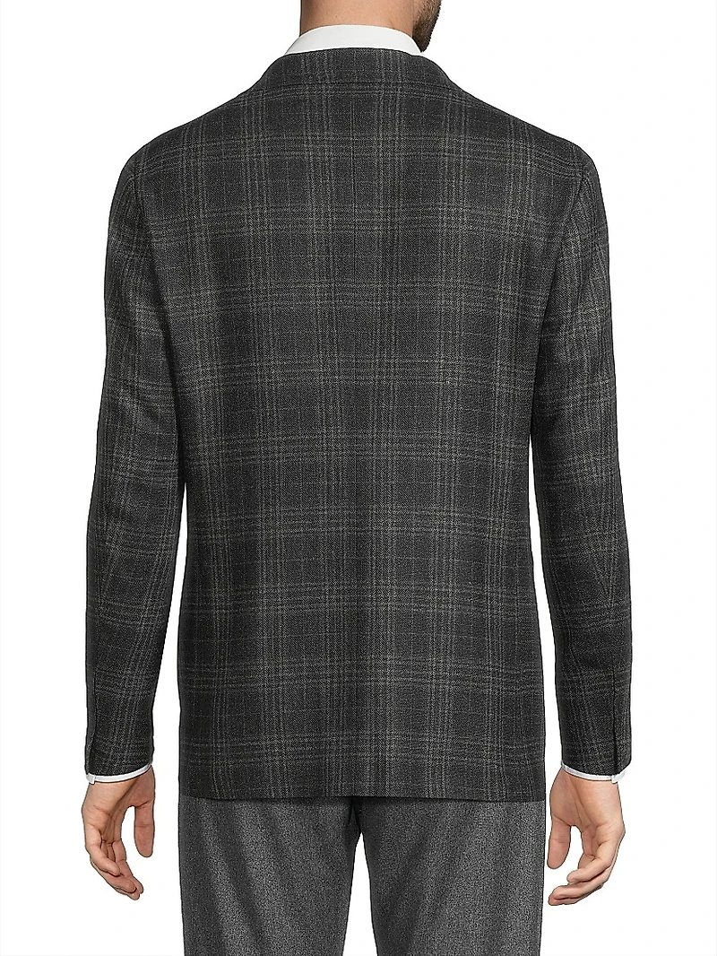 Plaid Wool Trim-Fit Sportcoat