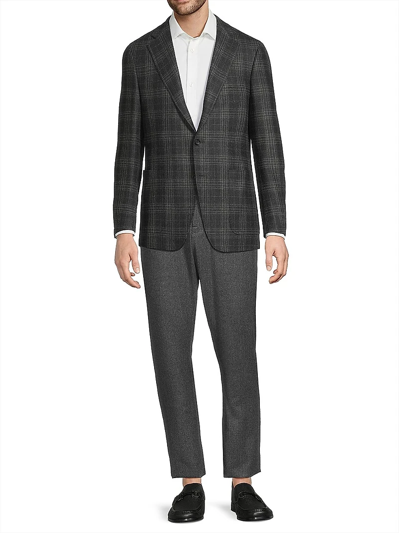 Plaid Wool Trim-Fit Sportcoat